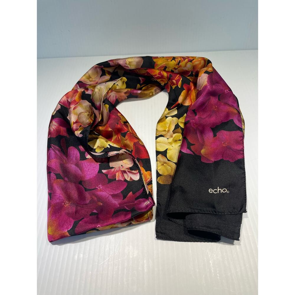 Echo Hydrangea Floral Silk Long Rectangular Scarf - image 5